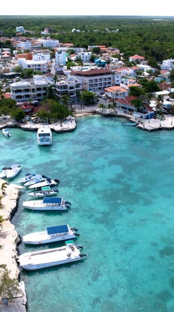 Aerial view of Bayahibe marina, departure point for Saona Island
